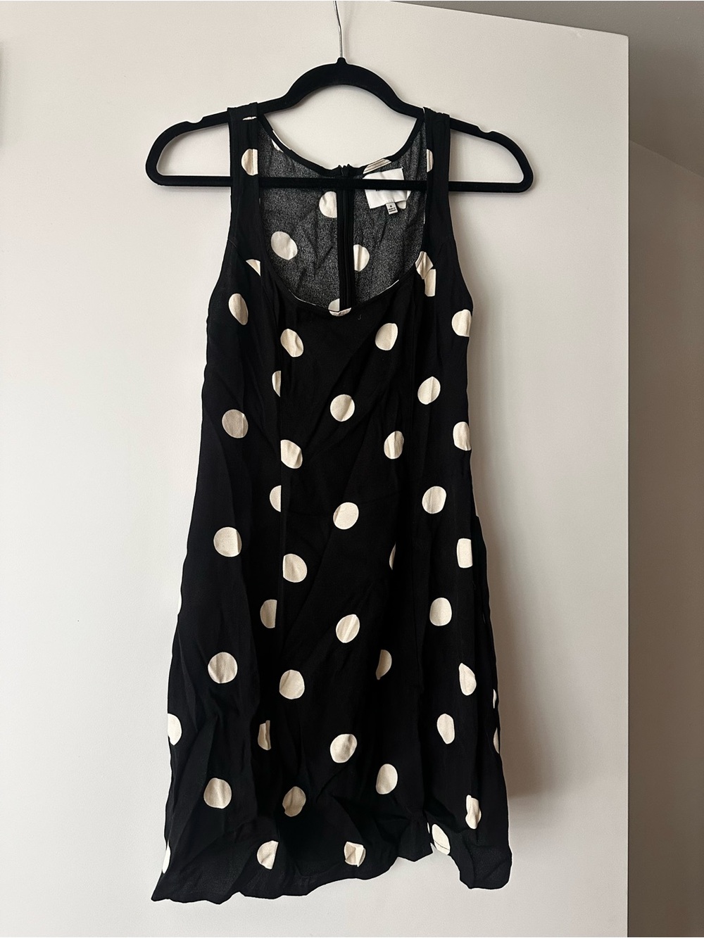 Reformation Black Dress with Cream Polka Dots